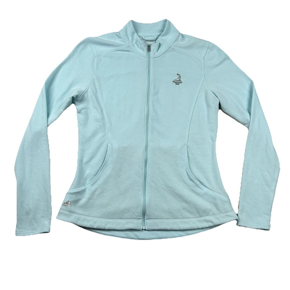 Adidas Jacket Women L Full Zip Golf Fleece Pinehurst Putter Boy Logo Mint Green